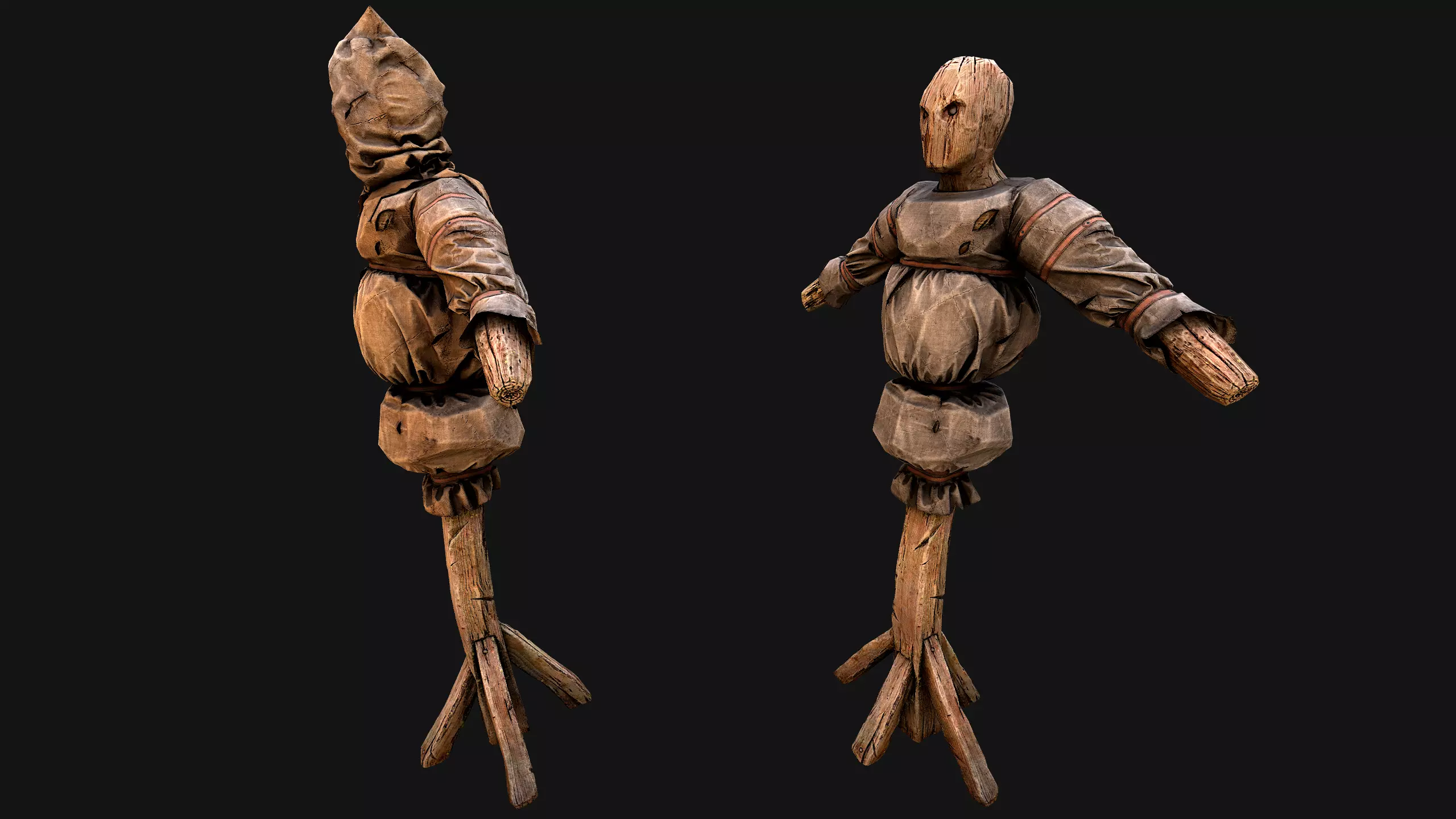 Wooden Dummy Medieval Training Camp Environment Low-poly 3D model_12