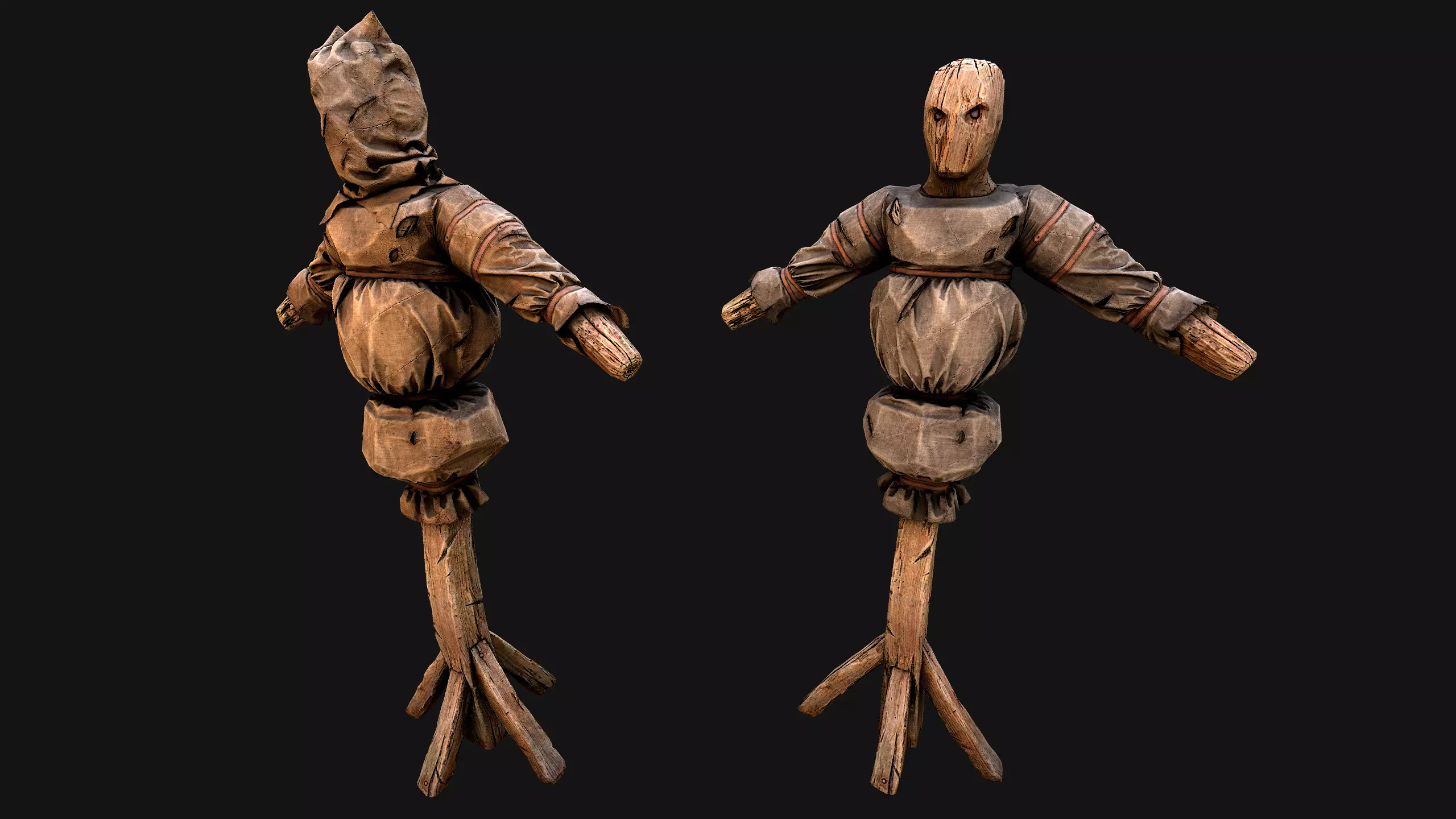 Wooden Dummy Medieval Training Camp Environment Low-poly 3D model_13