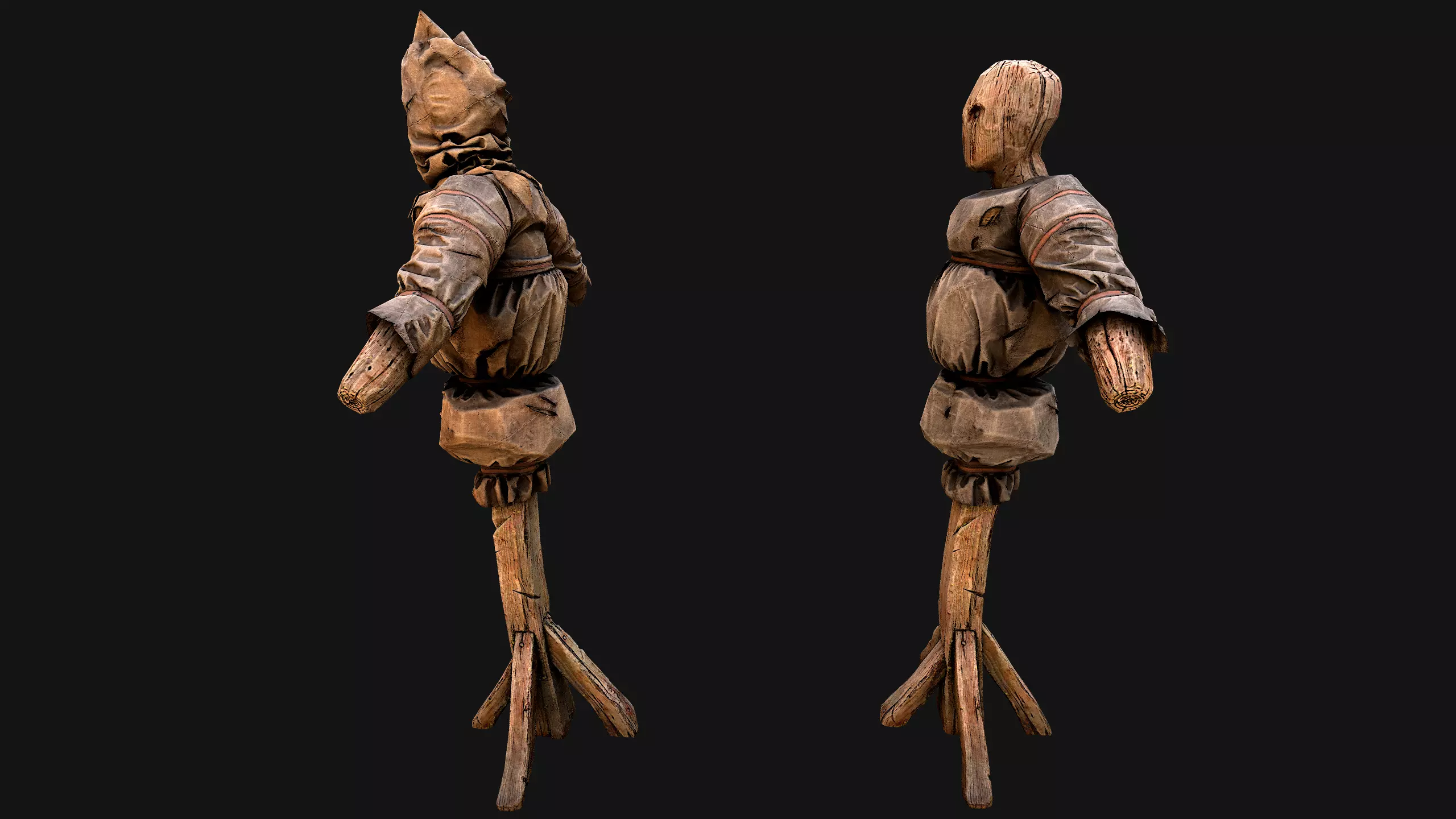 Wooden Dummy Medieval Training Camp Environment Low-poly 3D model_11