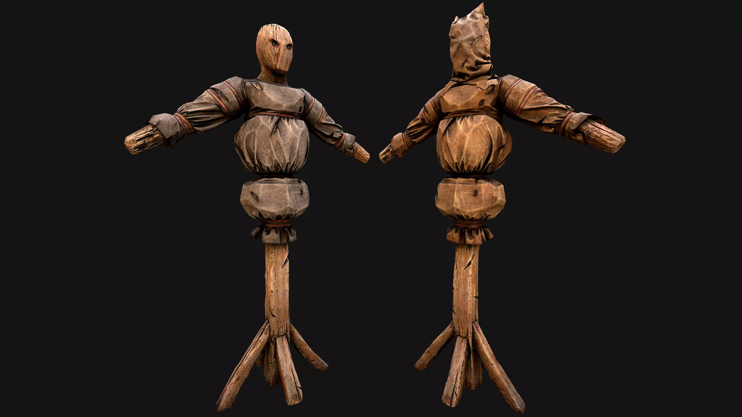 Wooden Dummy Medieval Training Camp Environment Low-poly 3D model_17