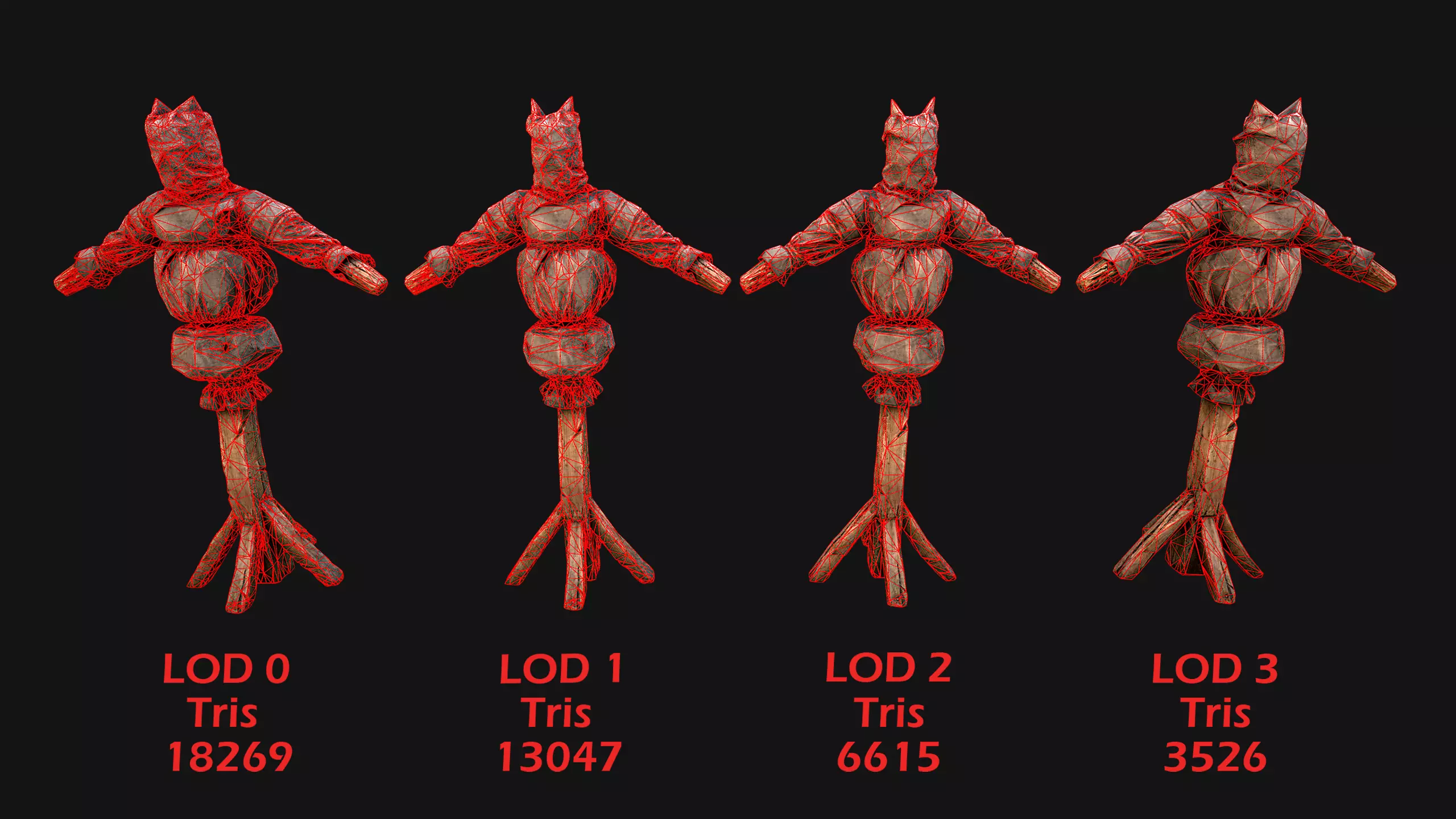 Wooden Dummy Medieval Training Camp Environment Low-poly 3D model_2