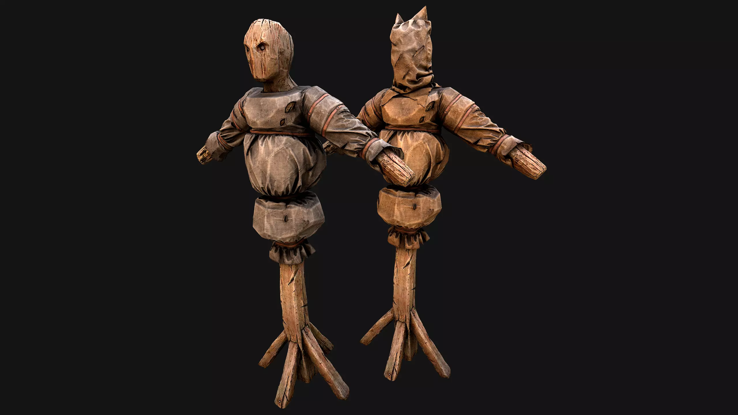 Wooden Dummy Medieval Training Camp Environment Low-poly 3D model_19