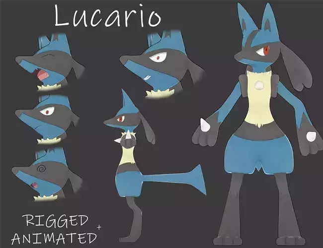 Lucario Low-poly 3D model