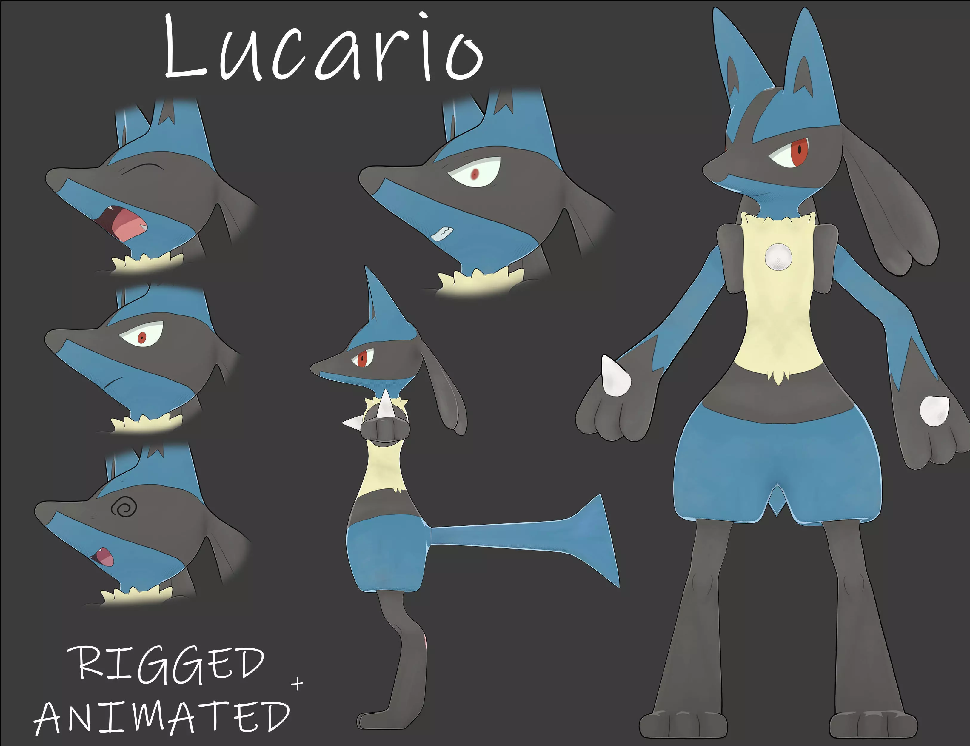 Lucario Low-poly 3D model