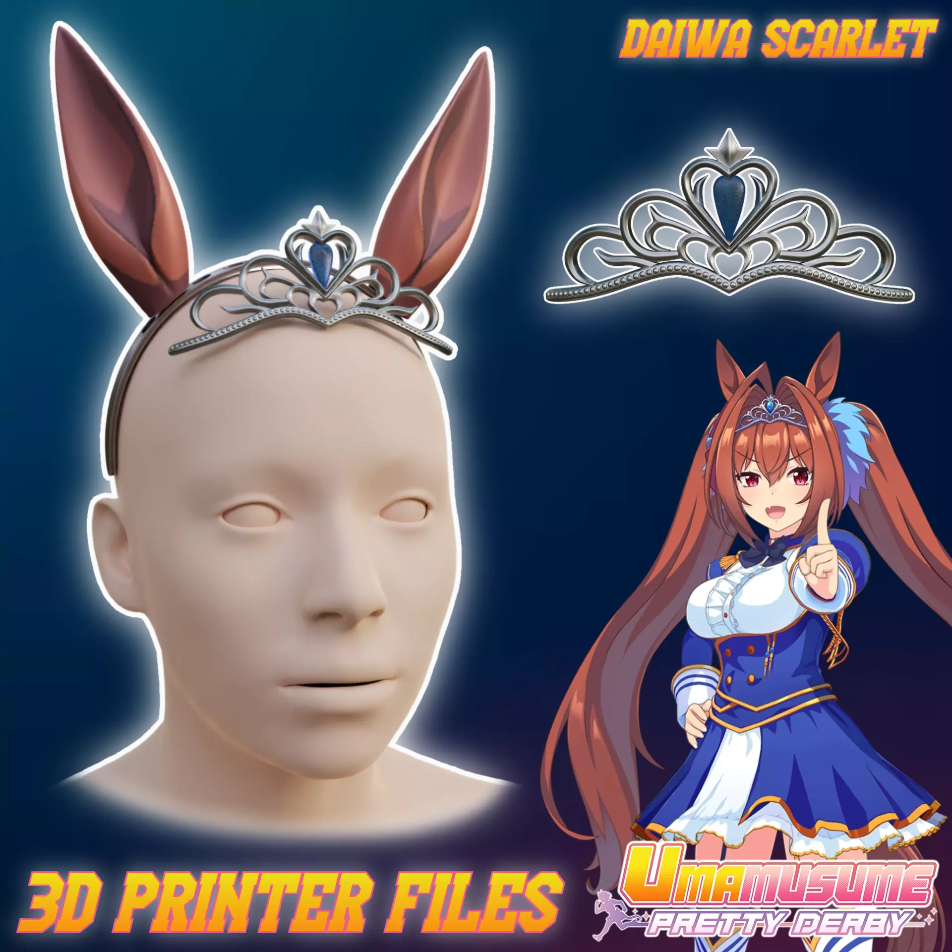 Daiwa Scarlet Ears and Crown Accessories Umamusume Pretty Derby 3D print model