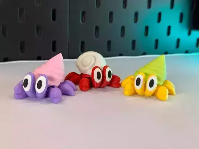 Hermit Crab 3D Model Set Multicolor Printable Toys 3D print model