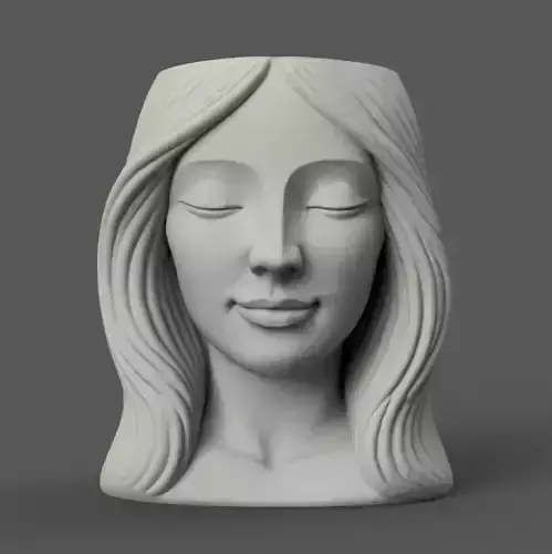 Serene Woman Head Planter urn candle candy holder 3D print model