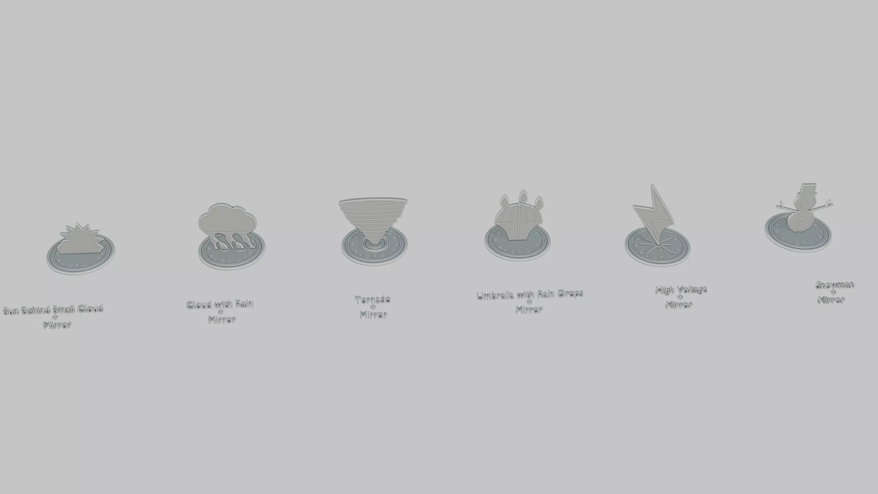 Weather Mini Pack Emoji Statues 3D print model_0