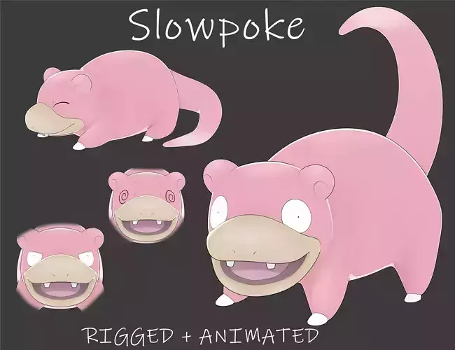 Slowpoke Low-poly 3D model