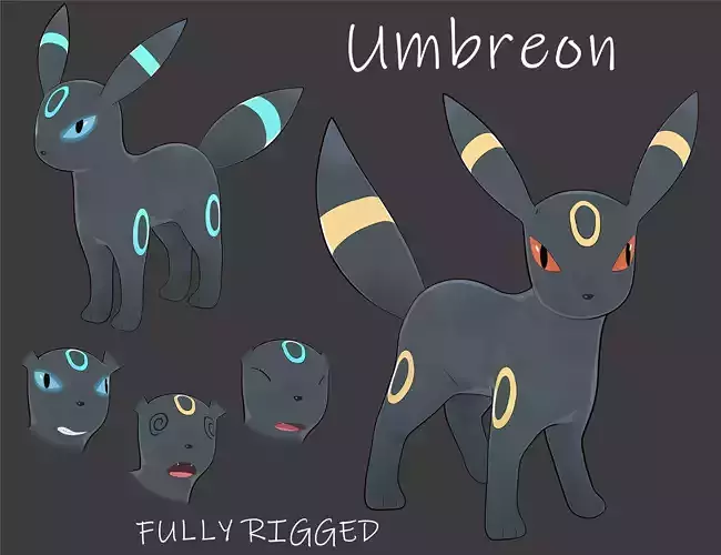 Umbreon Low-poly 3D model
