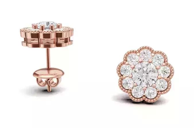 Vintage Floral Stud Earring Design For Women