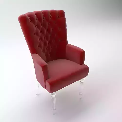 Red Armchair with Acrylic Legs