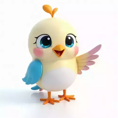 Charming Colorful Bird  Printable  Low-poly 3D model