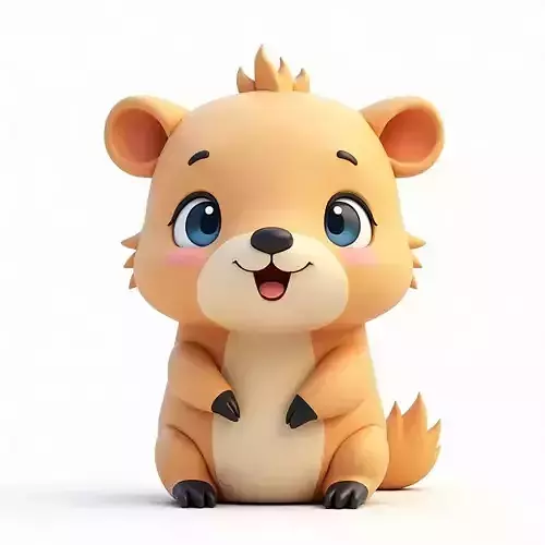 Cute Cartoon Cabybara Bear 3D Model Printable  Low-poly 3D model