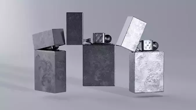 Worn Zippo Lighter Low-poly 3D model