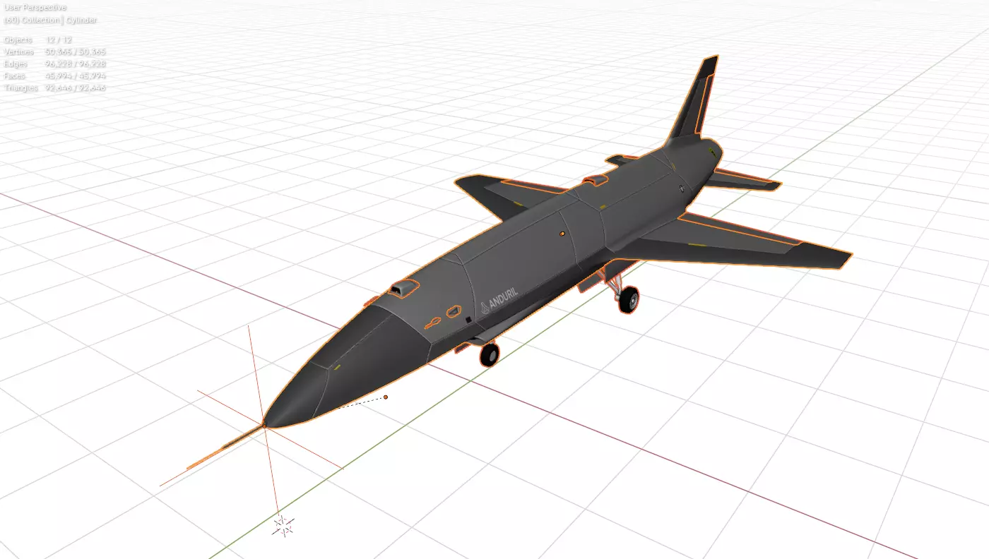 Anduril YFQ-44A FURY - The NEXT GENERATION FIGHTER Drone Low-poly 3D model_4