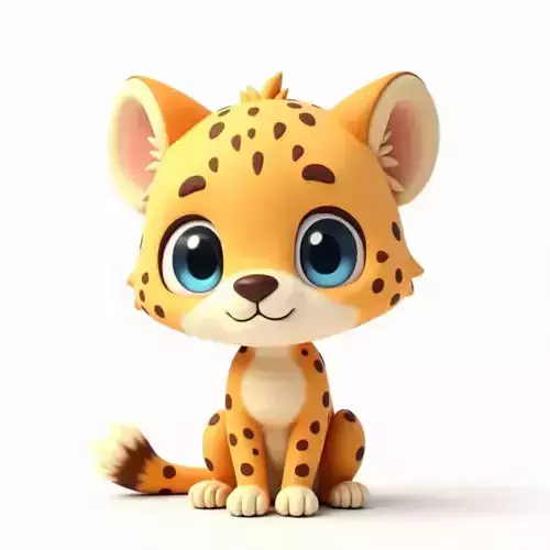 Cute Cartoon Baby Leopard 3D Model Low-poly 3D model