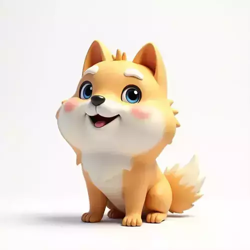 Cute Cartoon Chinese Dog  3D Model Low-poly 3D model