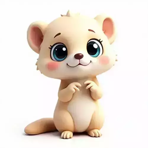 Cute Cartoon Otter 3D Model Low-poly 3D model