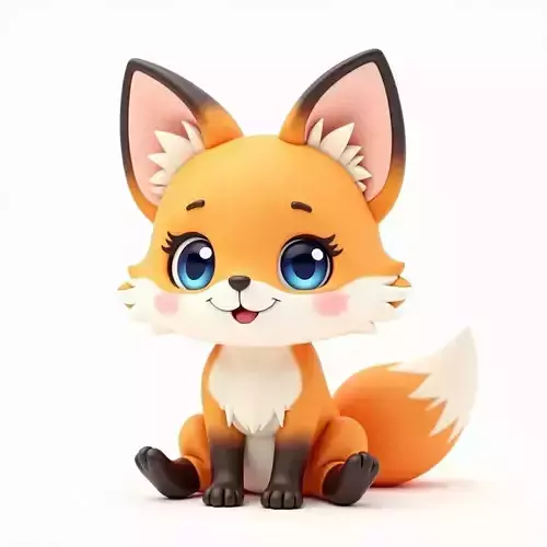 Cute Cartoon Fox 3D Model Low-poly 3D model