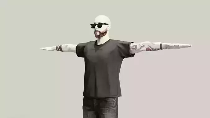 Rigged Realistic Male Character - Self-Portrait Model Free 3D model