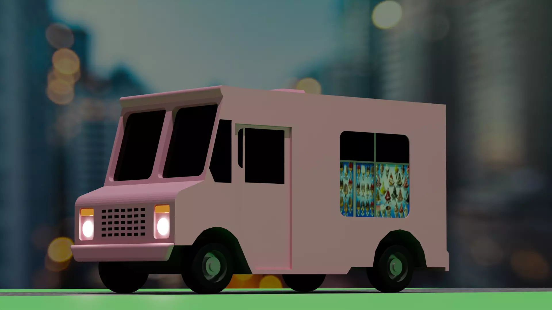 ice cream truck Low-poly 3D model_0