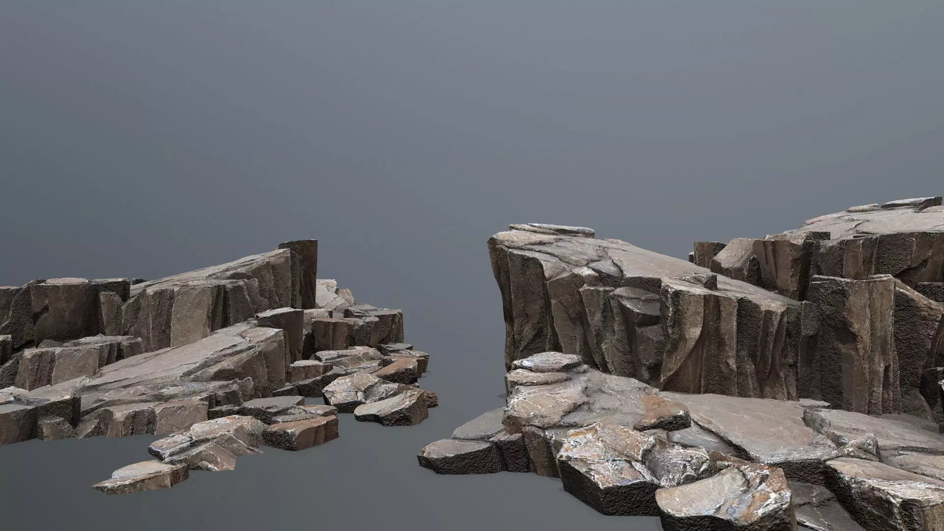 cliff rocks Low-poly 3D model_0