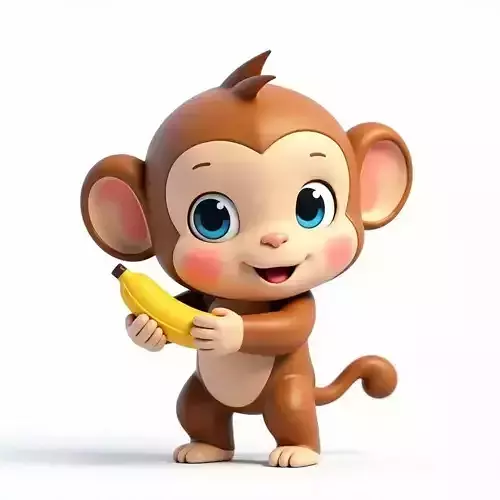 Cute Cartoon Monkey 3D Model Low-poly 3D model