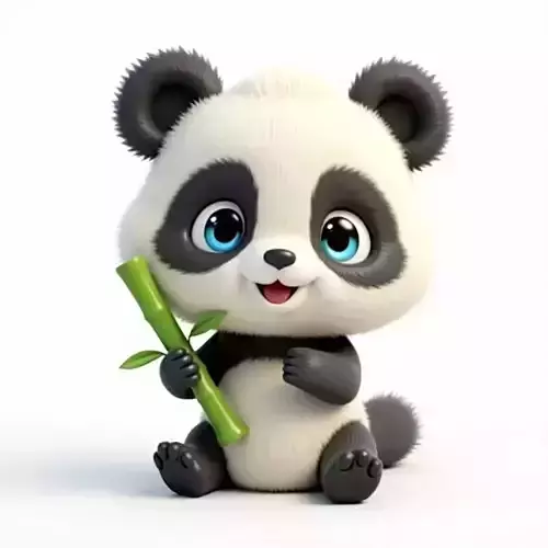 Cute Cartoon Panda 3D Model Low-poly 3D model