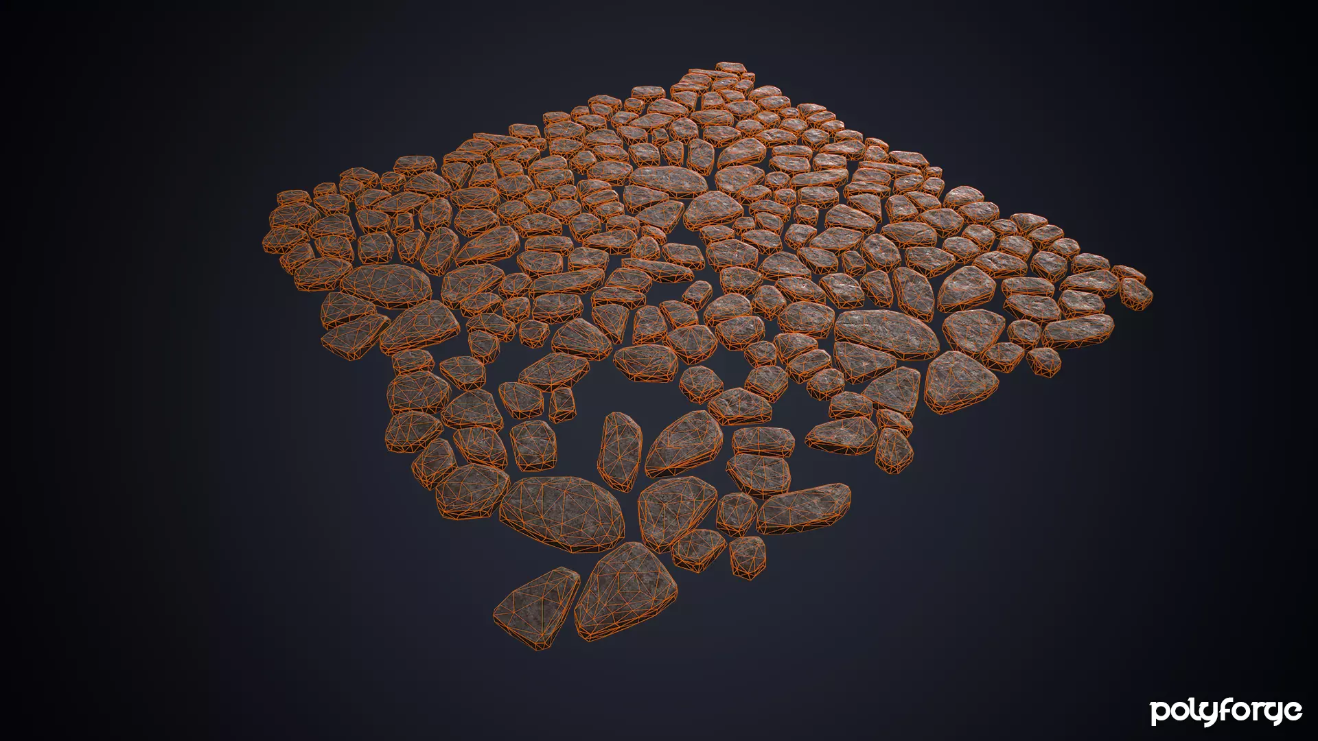Chunky Cobble Stone Path Road And Flooring Slabs Low-poly 3D model_5