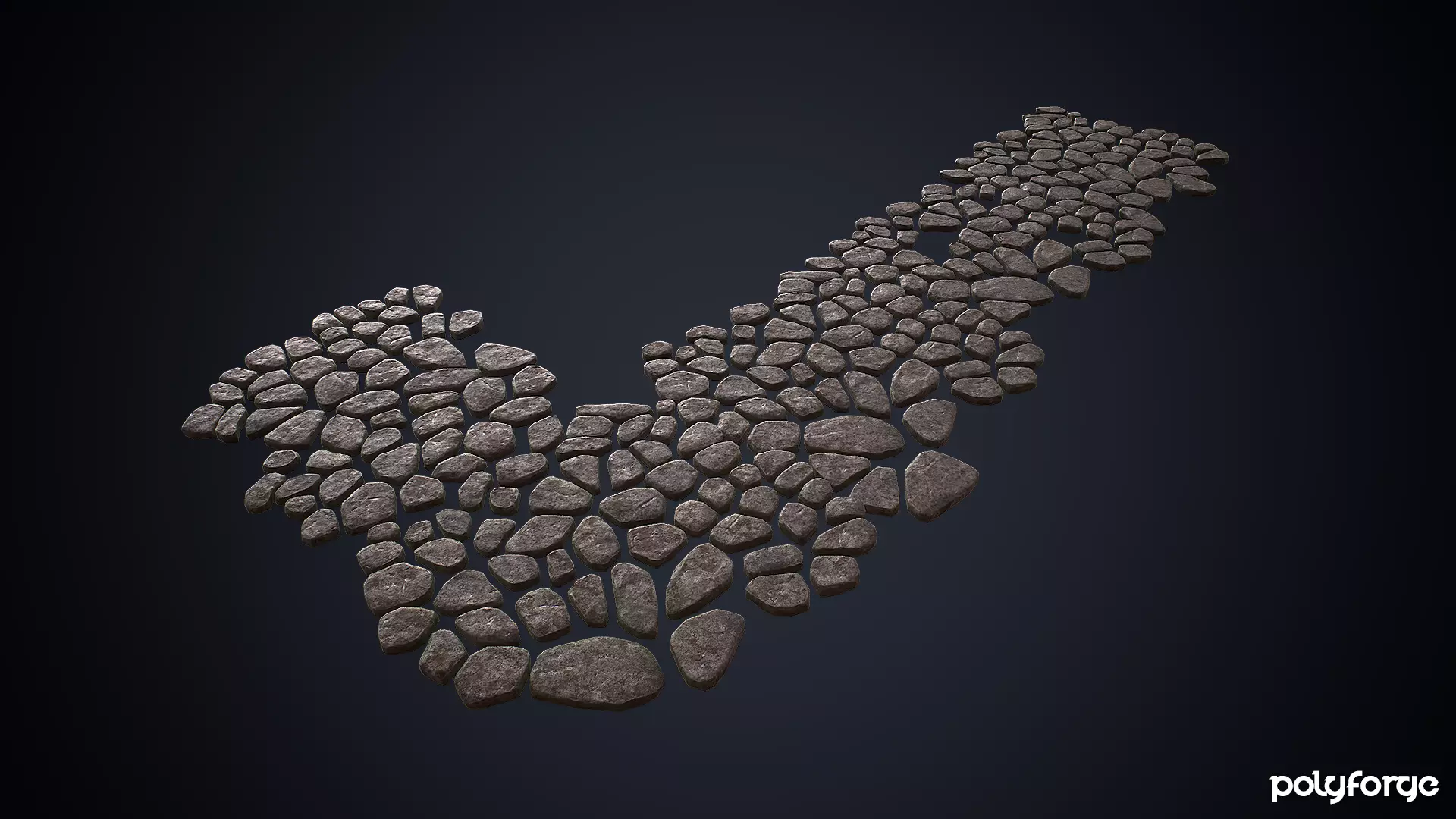 Chunky Cobble Stone Path Road And Flooring Slabs Low-poly 3D model_0