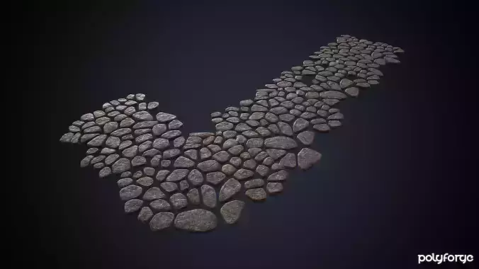 Chunky Cobble Stone Path Road And Flooring Slabs Low-poly 3D model