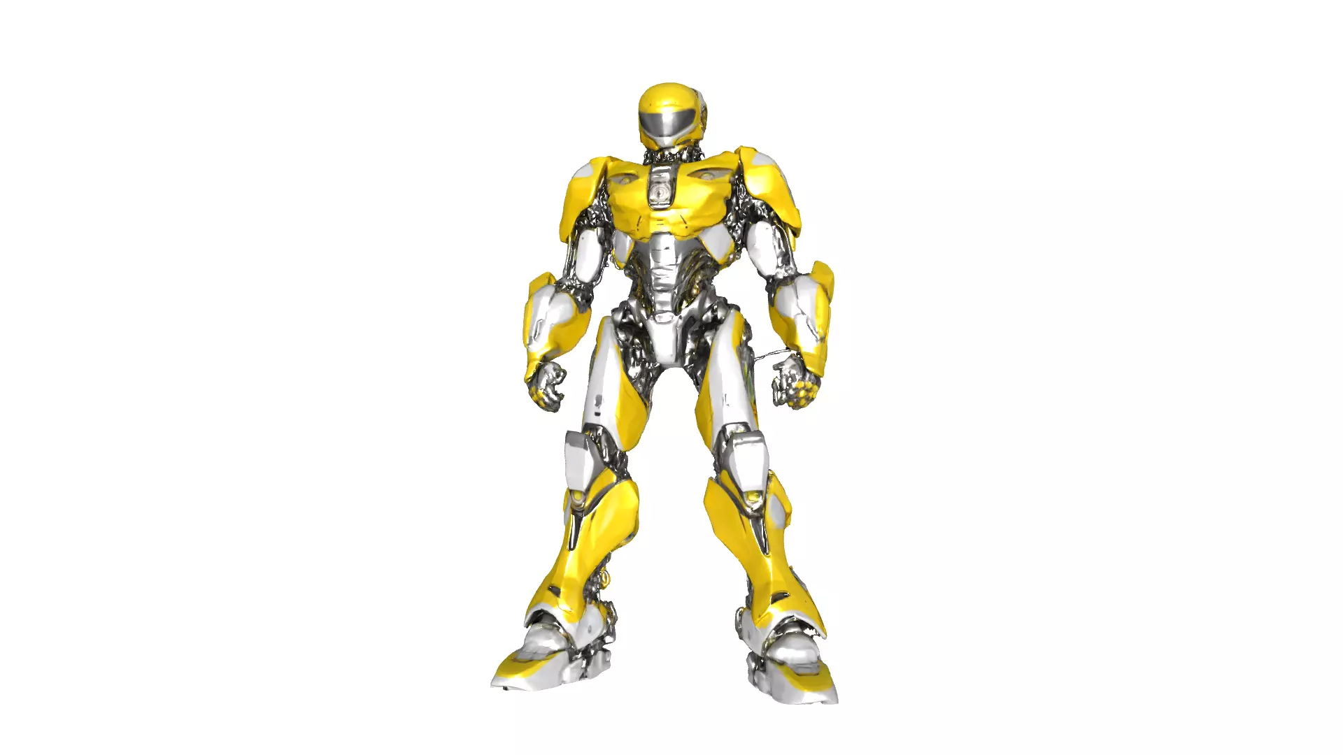 Yellow Mech Warrior Robot 3D Model 3D model_1