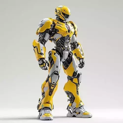 Yellow Mech Warrior Robot 3D Model 3D model