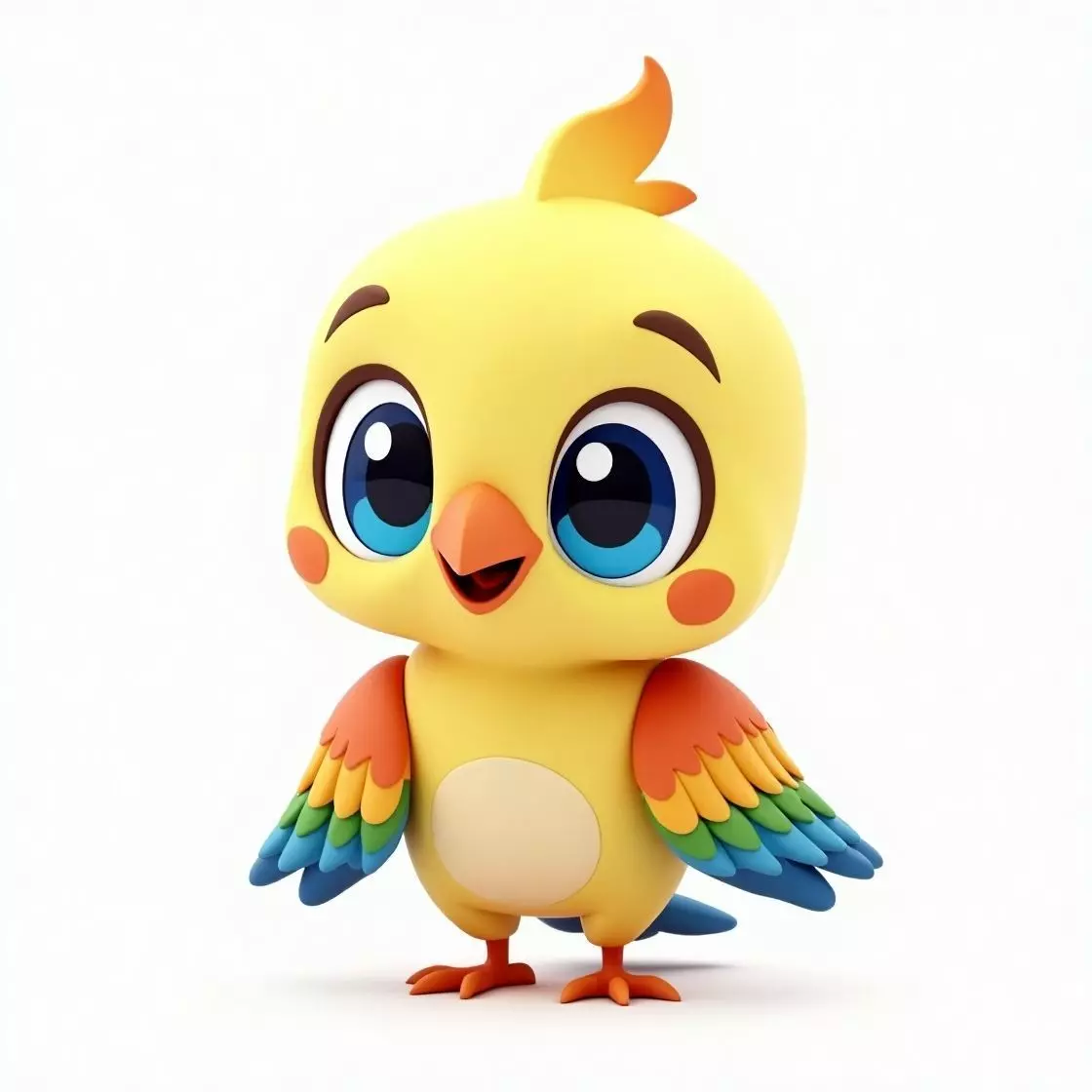 Cute Cartoon Colorful Parrot 3D Model Low-poly 3D model_0