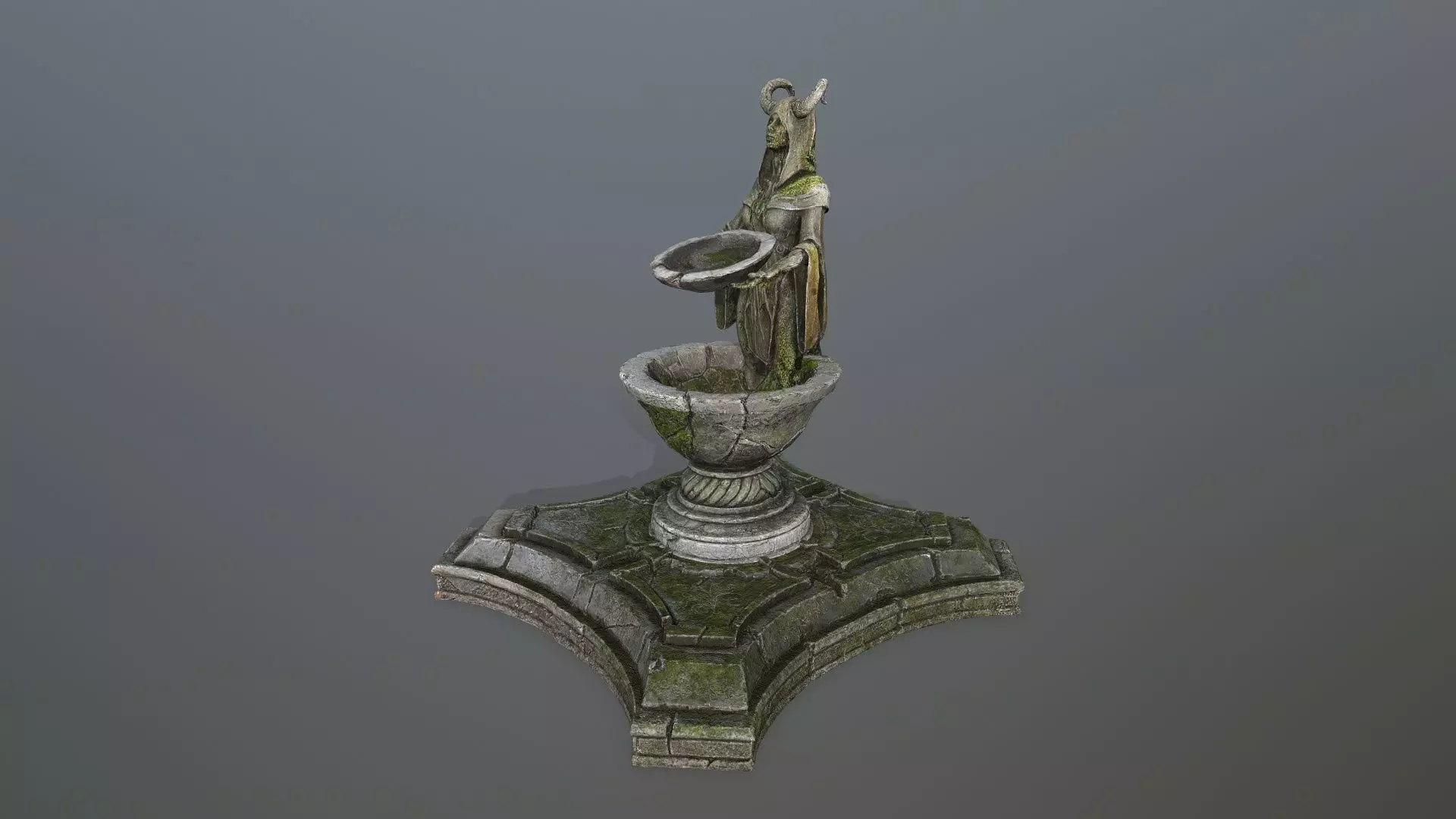 angel fountain  Low-poly 3D model_1