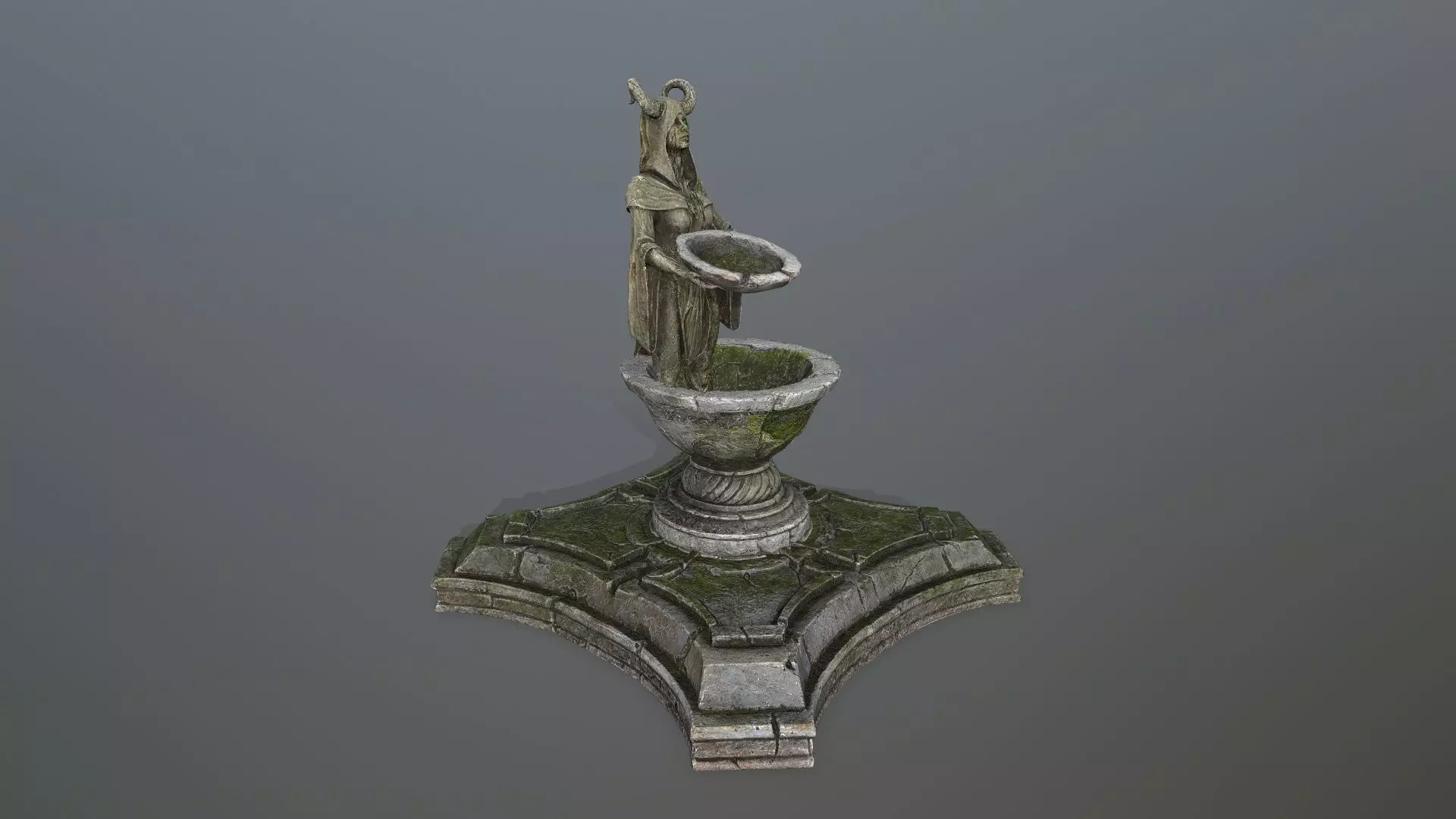 angel fountain  Low-poly 3D model_2