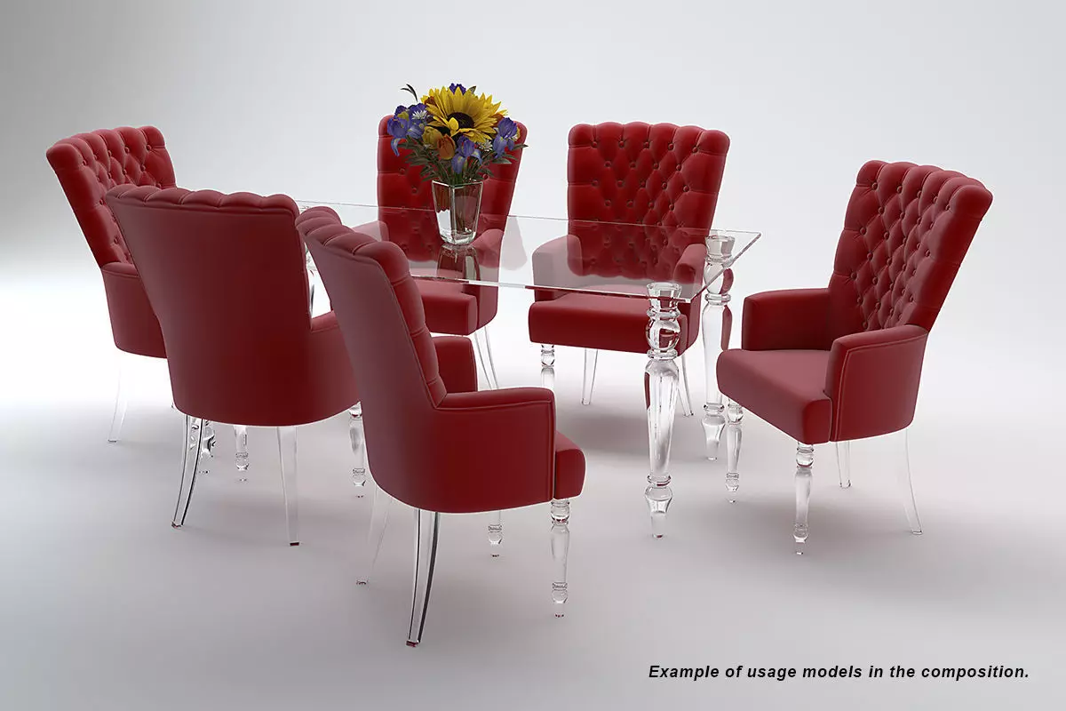 Acrylic Dining Table 1 3D model_7