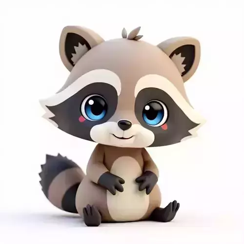 Cute Cartoon Raccoon 3D Model Low-poly 3D model