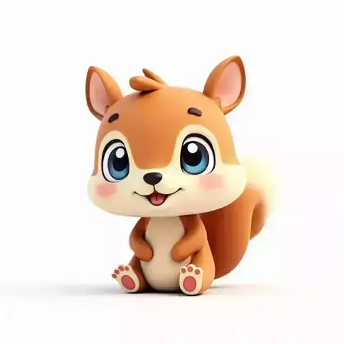 Cute Cartoon Squirrel 3D Model Low-poly 3D model