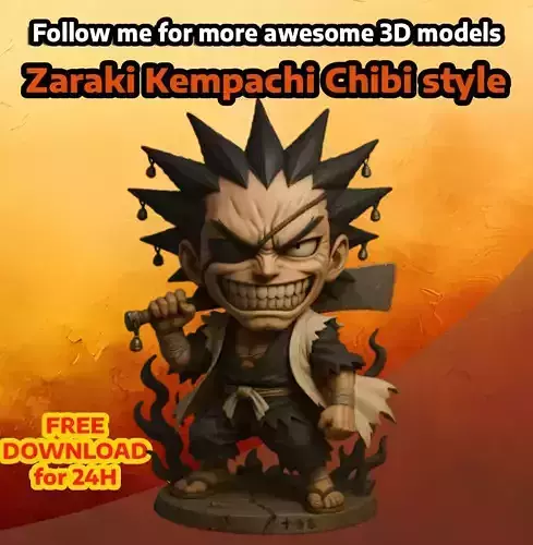 Zaraki Kmpachi Chibi style 3D print model