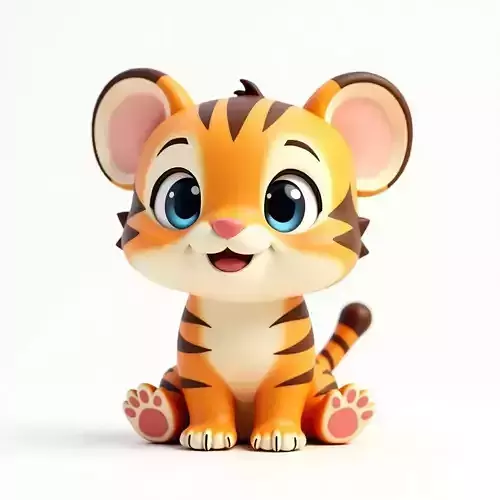 Cute Cartoon Tiger 3D Model Low-poly 3D model