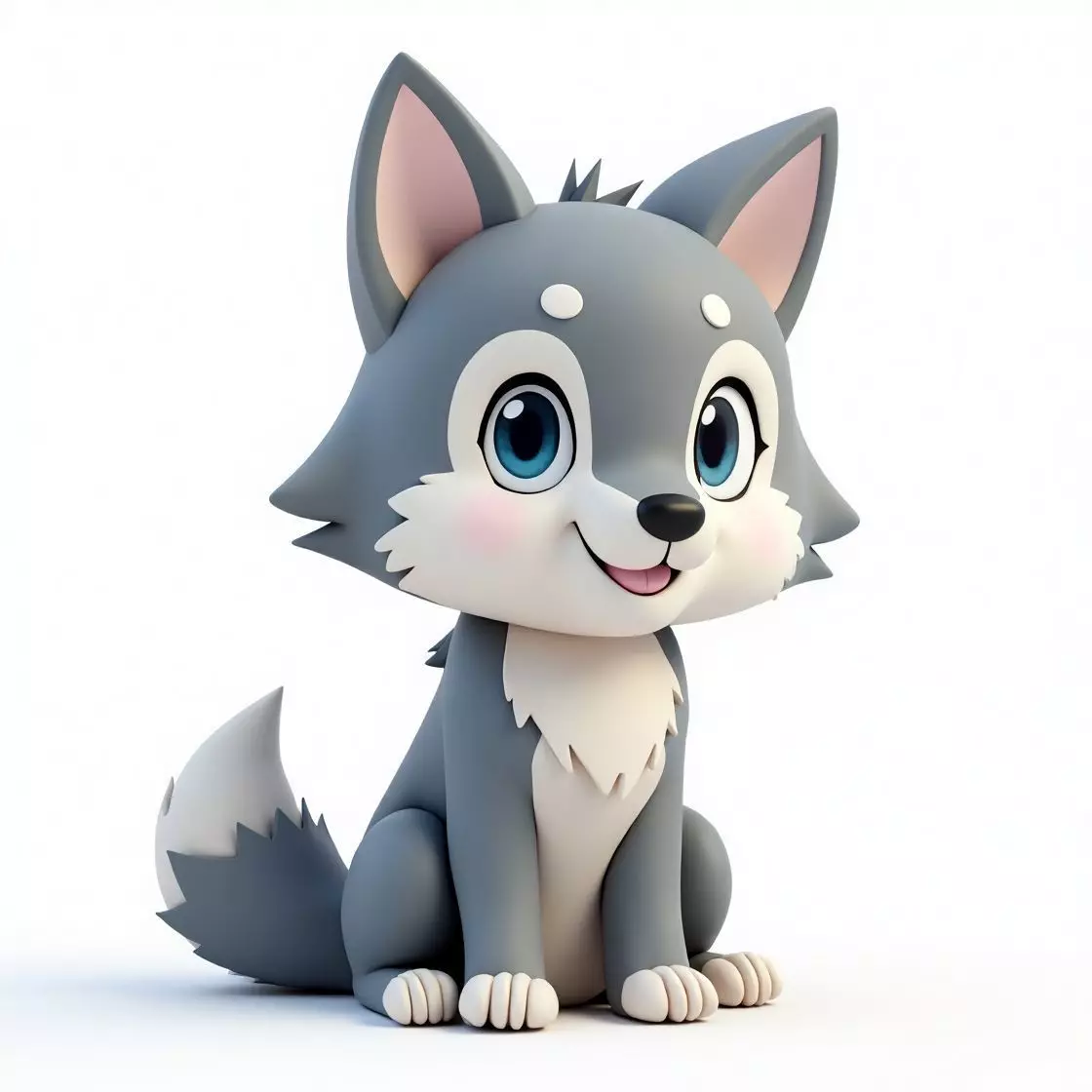 Cute Cartoon Wolf 3D Model Low-poly 3D model_0