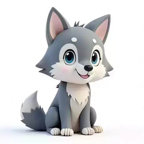 Cute Cartoon Wolf 3D Model Low-poly 3D model