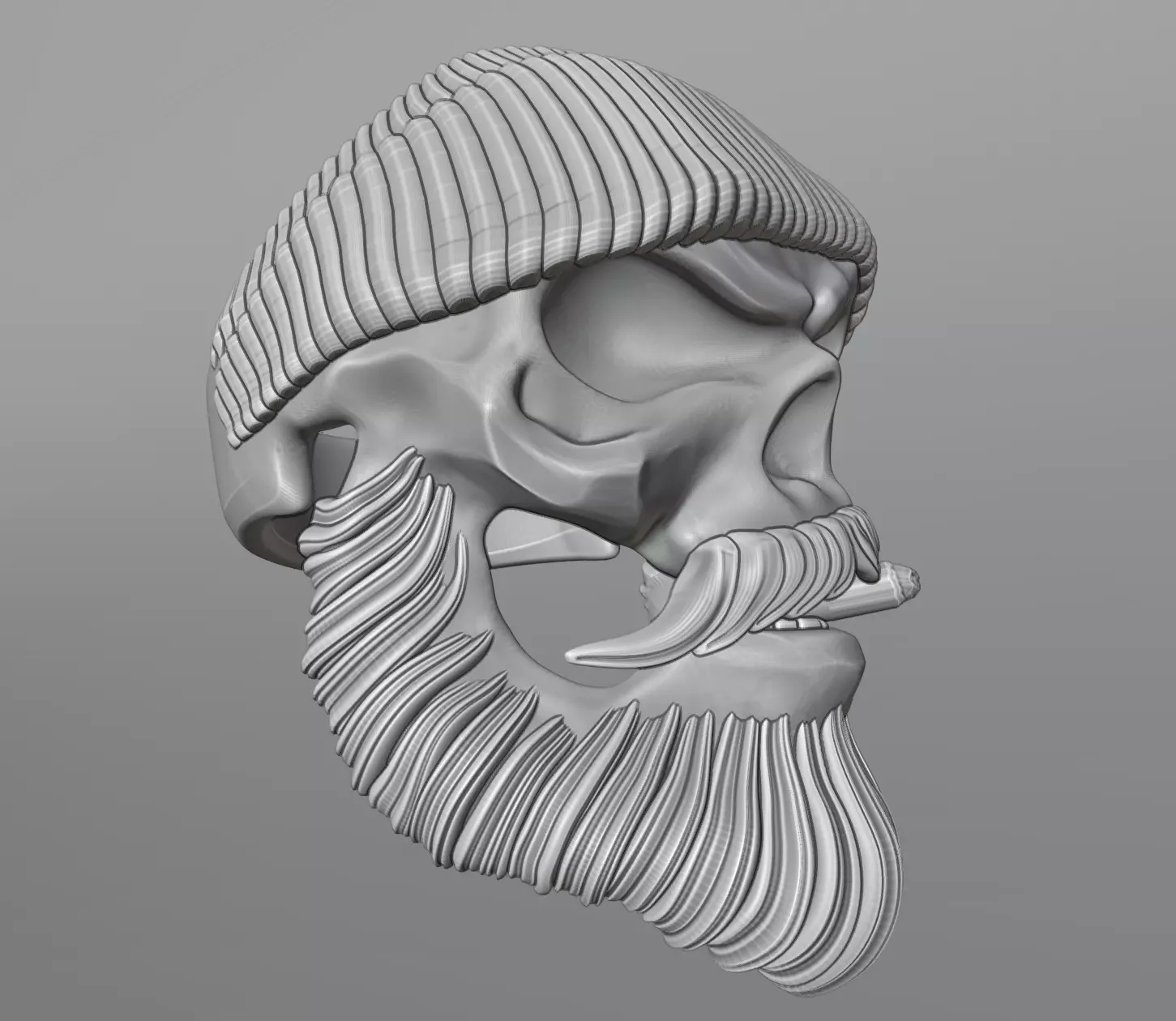 Skull with a cigar 3D print model_7