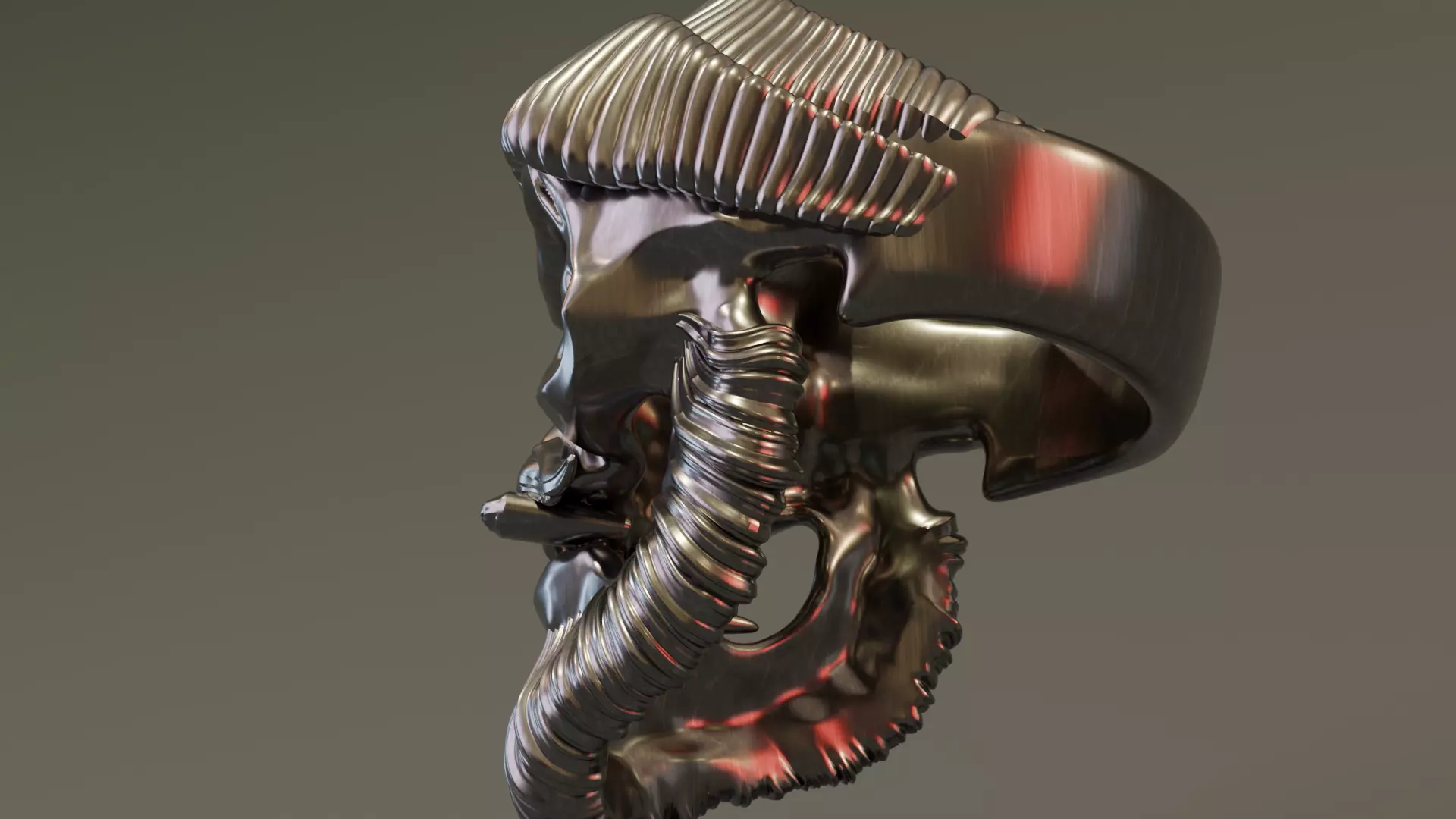 Skull with a cigar 3D print model_5