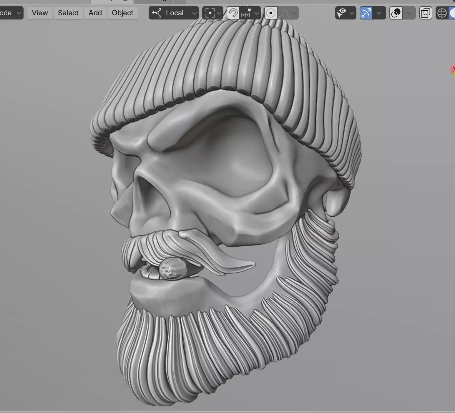 Skull with a cigar 3D print model_4