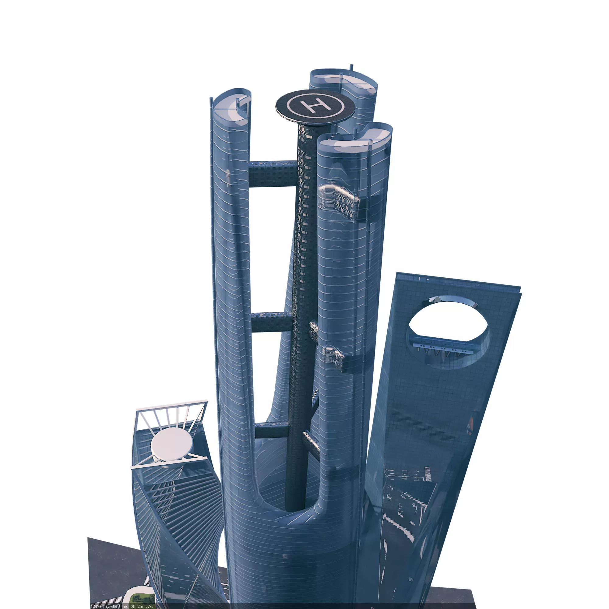 Futuristic Skyscraper High Poly Architectural 3D Model Low-poly 3D model_5