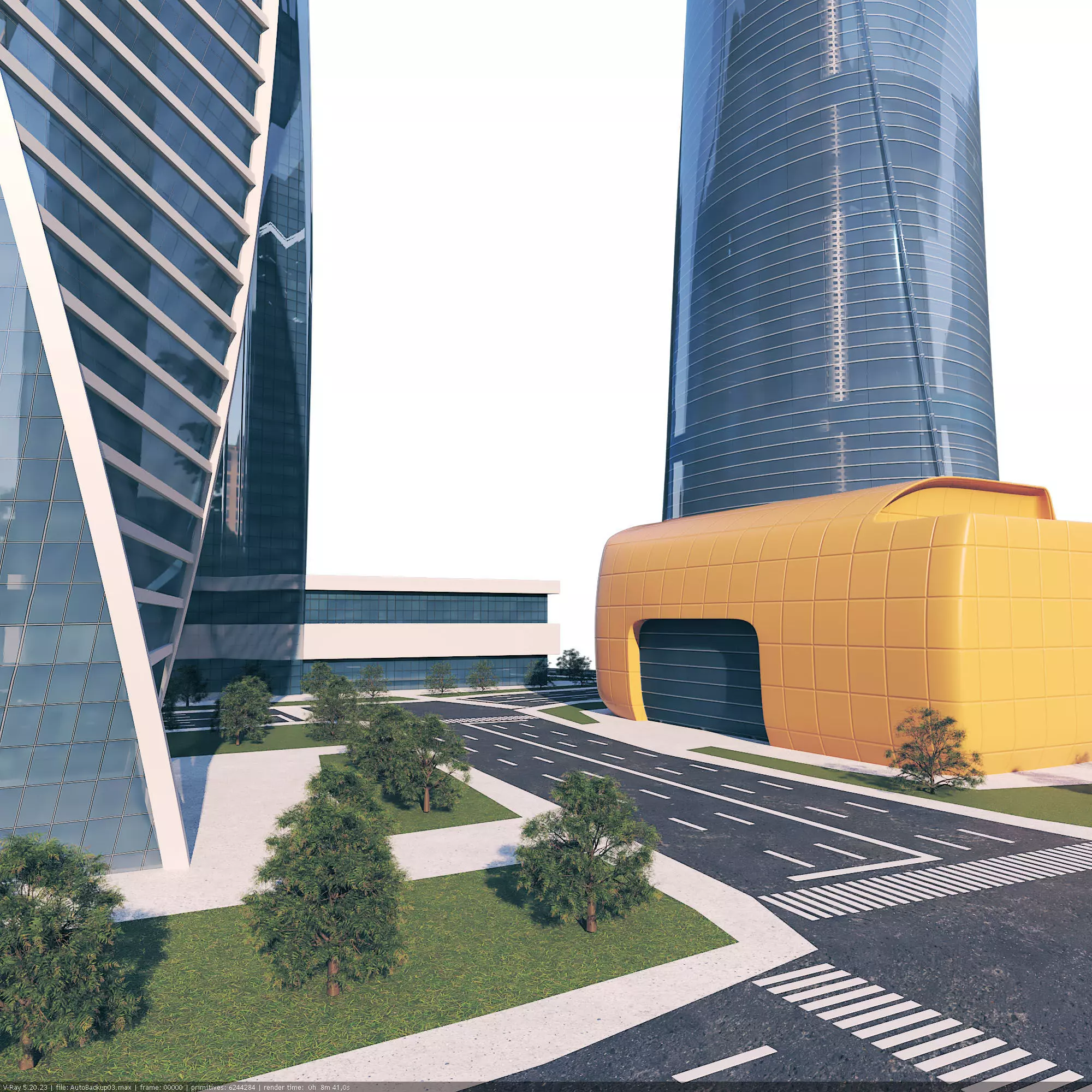 Futuristic Skyscraper High Poly Architectural 3D Model Low-poly 3D model_2