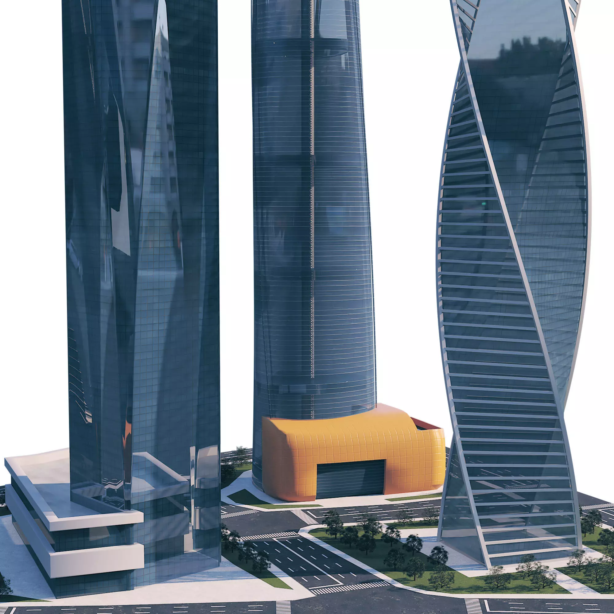 Futuristic Skyscraper High Poly Architectural 3D Model Low-poly 3D model_3